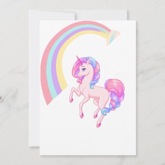 Invitation Magic Pastel Unicorn Rainbow Birthday Party (Dos)