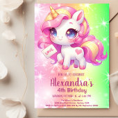 Invitation Magic Pastel Unicorn Rainbow Birthday Party