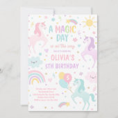 Invitation Magic Pastel Unicorn Rainbow Birthday Party (Devant)