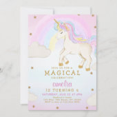 Invitation Magic Pastel Unicorn Rainbow Party Anniversaire (Devant)