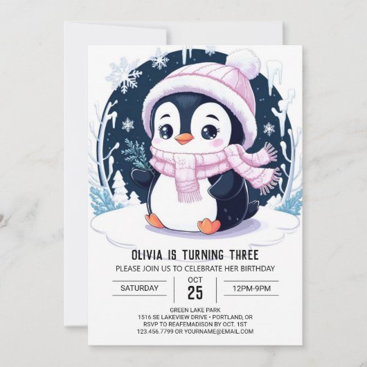 Invitation Magic Pretty Penguin Digital Anniversaire (Devant)