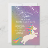 Invitation Magic Rainbow Unicorn Stars Anniversaire de enfant (Devant)