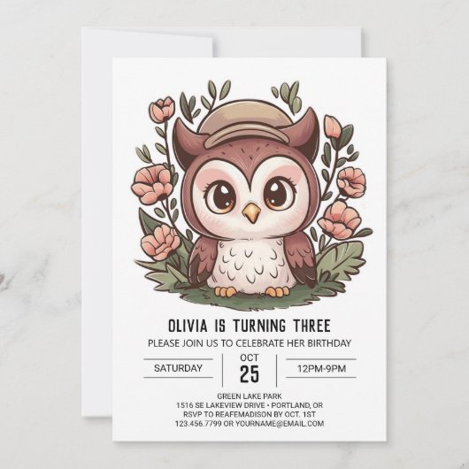 Invitation Magic Simple Digital Owl Anniversaire (Devant)