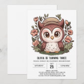 Invitation Magic Simple Digital Owl Anniversaire (Devant / Derrière)