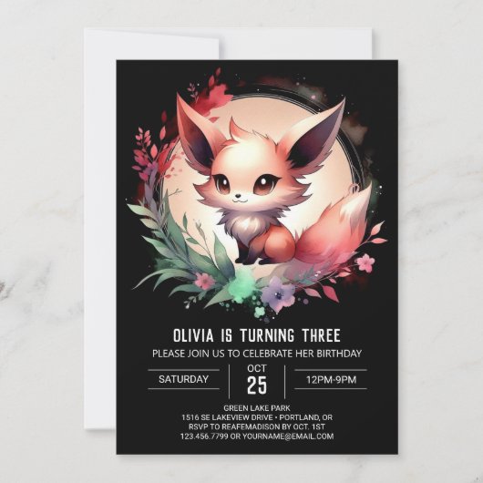 Invitation Magic Sweet Fox Anniversaire numérique (Devant)