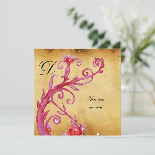 Invitation MAGIC SWIRL MONOGRAM parchemin vibrant éclatant (Debout devant)