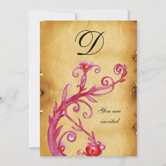 Invitation MAGIC SWIRL MONOGRAM parchemin vibrant vif (Devant)