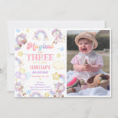 Invitation Magic Three Rainbow Unicorn 3ème anniversaire Phot (Devant)