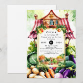 Invitation Magic Vegetables Farmers Market Anniversaire (Devant / Derrière)