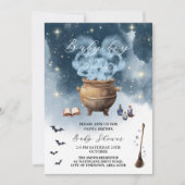 Invitation Magic Witch Cauldron Baby Boy Brewing Baby shower (Devant)