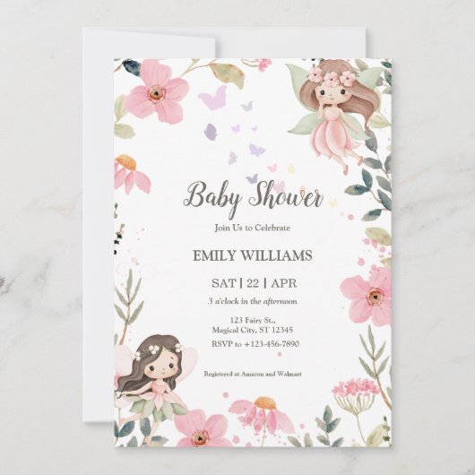 Invitation Magical Boho Fairy Baby Shower Invitatio (Devant)