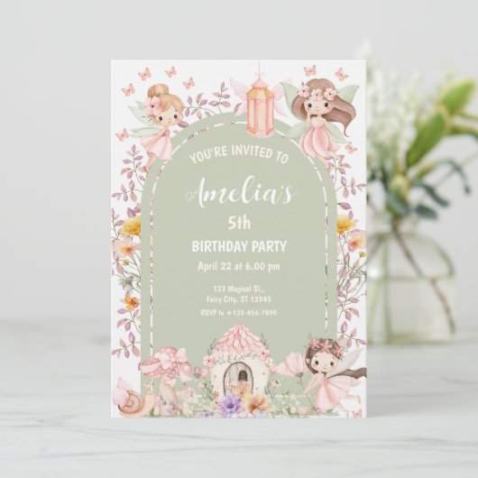 Invitation Magical Boho Fairy Garden Wildflower (Debout devant)