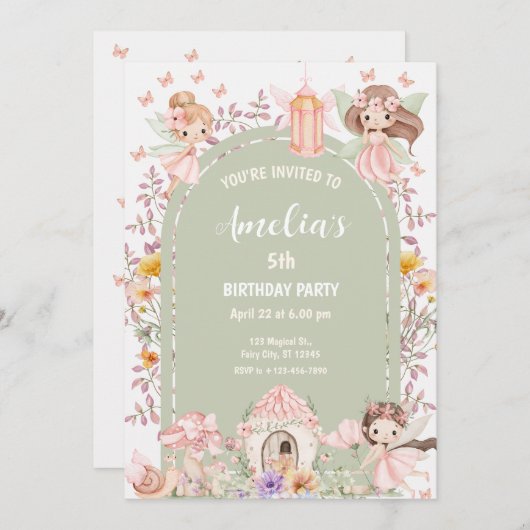 Invitation Magical Boho Fairy Garden Wildflower (Devant / Derrière)