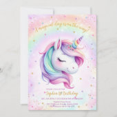 Invitation Magical Day Unicorn and Rainbows Birthday (Devant)