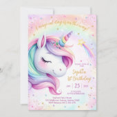 Invitation Magical Day Unicorn and Rainbows Birthday (Devant)