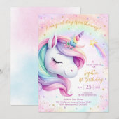 Invitation Magical Day Unicorn and Rainbows Birthday (Devant / Derrière)