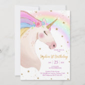 Invitation Magical Day Unicorn and Rainbows Birthday (Devant)