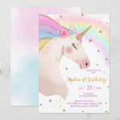 Invitation Magical Day Unicorn and Rainbows Birthday (Devant / Derrière)