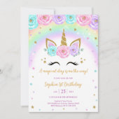Invitation Magical Day Unicorn and Rainbows Birthday (Devant)