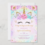 Invitation Magical Day Unicorn and Rainbows Birthday (Devant)