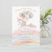 Invitation Magical Day Unicorn and Rainbows Birthday (Debout devant)