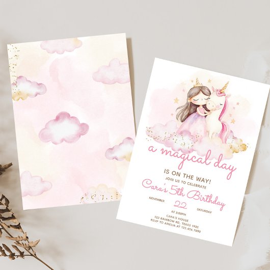 Invitation Magical Day Unicorn Birthday Party