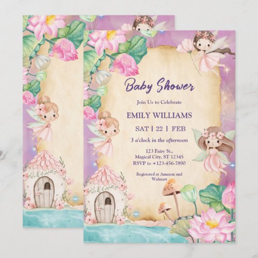 Invitation Magical Fairy Garden Baby Shower (Devant / Derrière)