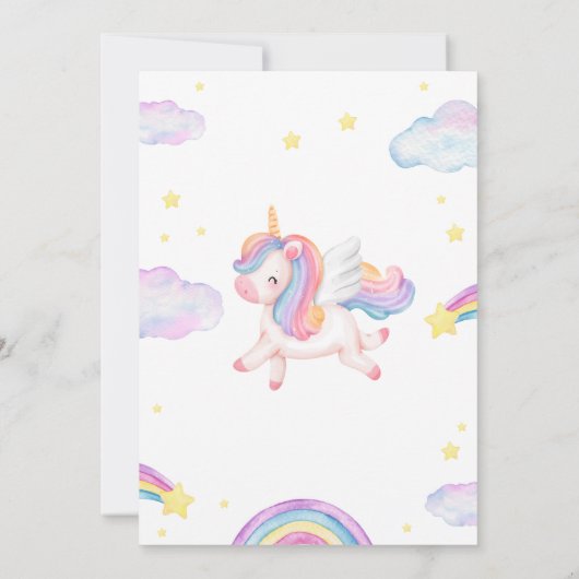 Invitation Magical Fairytale Unicorn Rainbow Clouds (Dos)