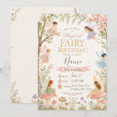 Invitation Magical Fée Floral Jardin Pixie Filles Anniversair (Devant / Derrière)