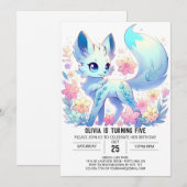 Invitation Magical Happy Fox Digital Anniversaire (Devant / Derrière)