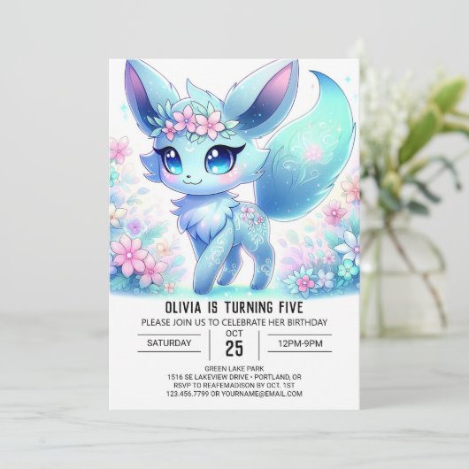 Invitation Magical Happy Fox Digital Anniversaire (Debout devant)