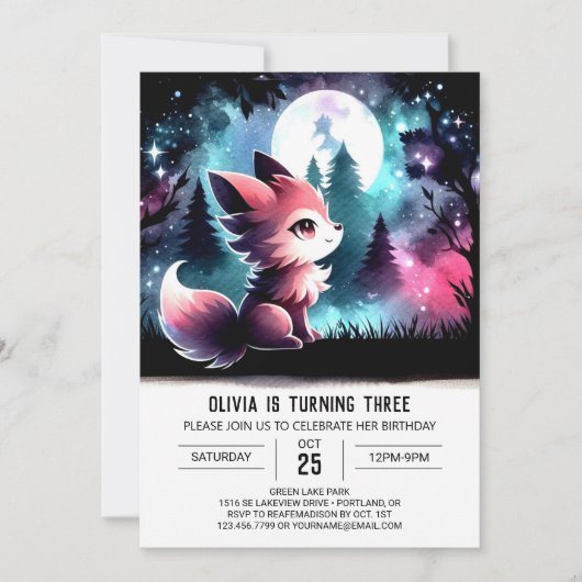 Invitation Magical Kids Wolf Birthday (Devant)
