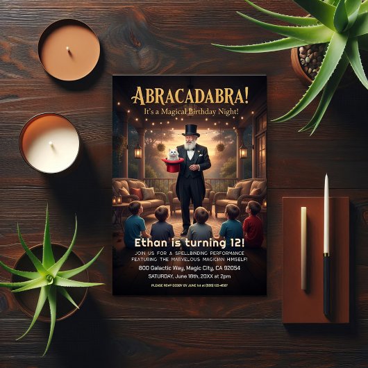 Invitation Magical Magician Birthday Party 