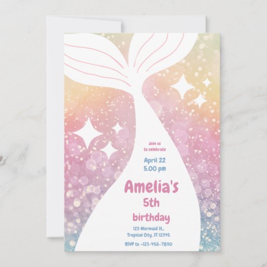 Invitation Magical Mermaid Tail Under The Sea Birthday Party (Devant)