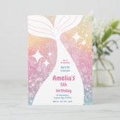 Invitation Magical Mermaid Tail Under The Sea Birthday Party (Debout devant)