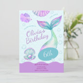 Invitation Magical Mermaid Under The Sea Birthday Party (Debout devant)