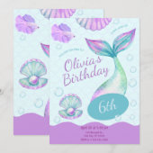 Invitation Magical Mermaid Under The Sea Birthday Party (Devant / Derrière)