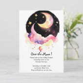 Invitation Magical Moon & Stars Aquarelle Bébé Fille Douche (Debout devant)