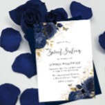 Invitation Magical Navy Indigo Blue Roses & Gold Sweet 16<br><div class="desc">Magical Navy Indigo Blue Roses & Gold Sweet 16 Invitation Davantage de motifs floraux élégants dans notre magasin! Voir la collection correspondante dans notre magasin</div>