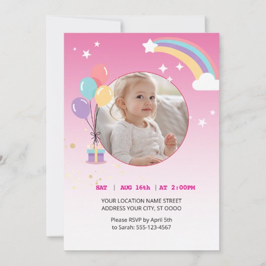 Invitation Magical one Birthday Unicorn (Dos)