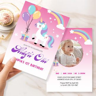 Invitation Magical one Birthday Unicorn