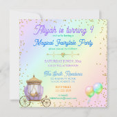 Invitation Magical Pastel Princess Imaginaire Rainbow Castle (Dos)