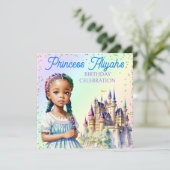 Invitation Magical Pastel Princess Imaginaire Rainbow Castle (Debout devant)