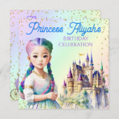 Invitation Magical Pastel Princess Imaginaire Rainbow Castle (Devant / Derrière)