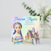 Invitation Magical Pastel Princess Imaginaire Rainbow Castle (Debout devant)