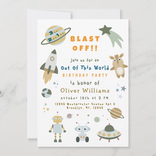 Invitation Magical Personalized Space Birthday Party Invite (Devant)