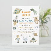 Invitation Magical Personalized Space Birthday Party Invite (Debout devant)