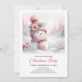 Invitation Magical Pink Snowman Editable Kids Christmas Party (Devant)