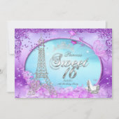 Invitation Magical Princess Sweet 16 violet Turquoise bleu (Devant)