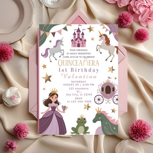 Invitation Magical Princess Unicorn Castle Birthday
